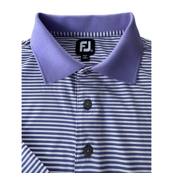 FootJoy Other - FootJoy Polo Shirt Mens XL Purple Stripe Short Sleeve Golf Stretch Bonitz Logo